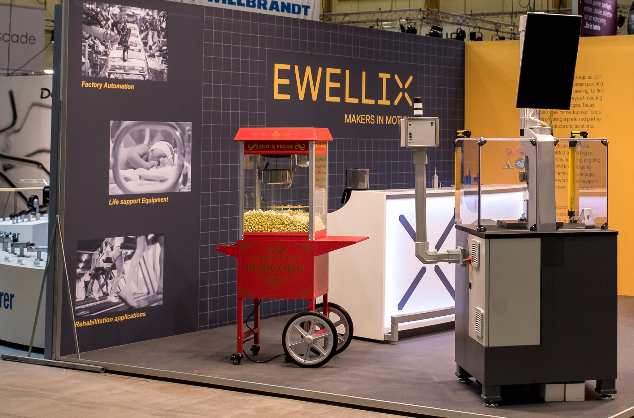Popcornmaskin Ewellix Mässmonter Front Row Exhibitions Framgånsgtips